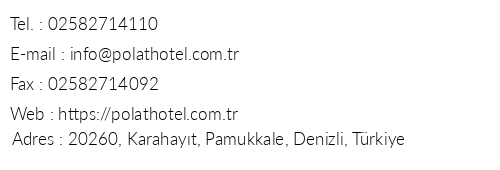 Polat Thermal Hotel Pamukkale telefon numaralar, faks, e-mail, posta adresi ve iletiim bilgileri